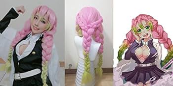 鬼滅の刃　甘露寺蜜璃　ウイッグ　コスプレ 鬼滅の刃 甘露寺蜜璃コスプレウィッグ ＋ セット